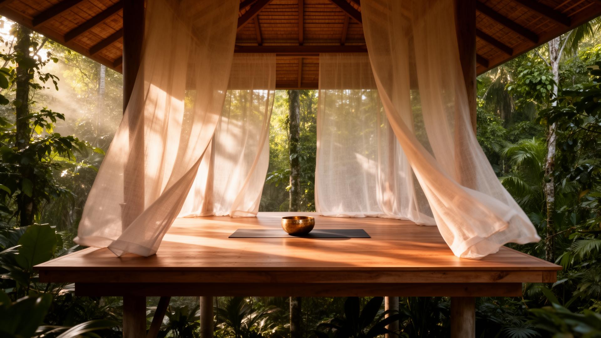 Yoga, breathwork and somatic practice, held by the jungle.